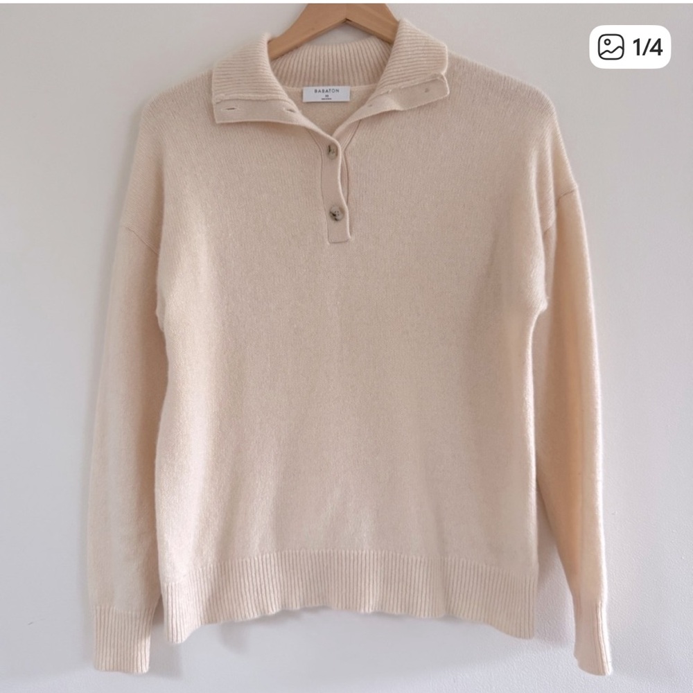 Babaton 100% Cashmere Oversized Polo Sweater Size XS